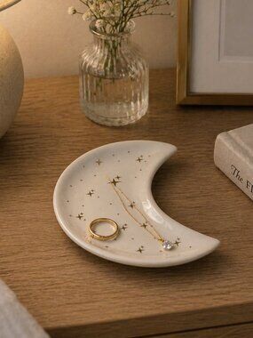 Francesca's Collections Cream Moon-Shaped Ceramic Dish